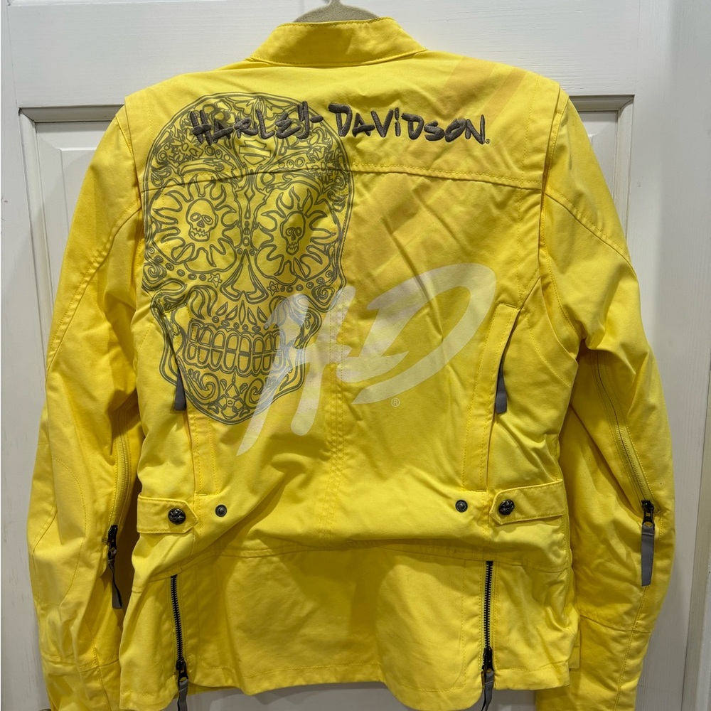 Harley-Davidson Skull and graphics yellow Riding Gear Jacket size Large EUC